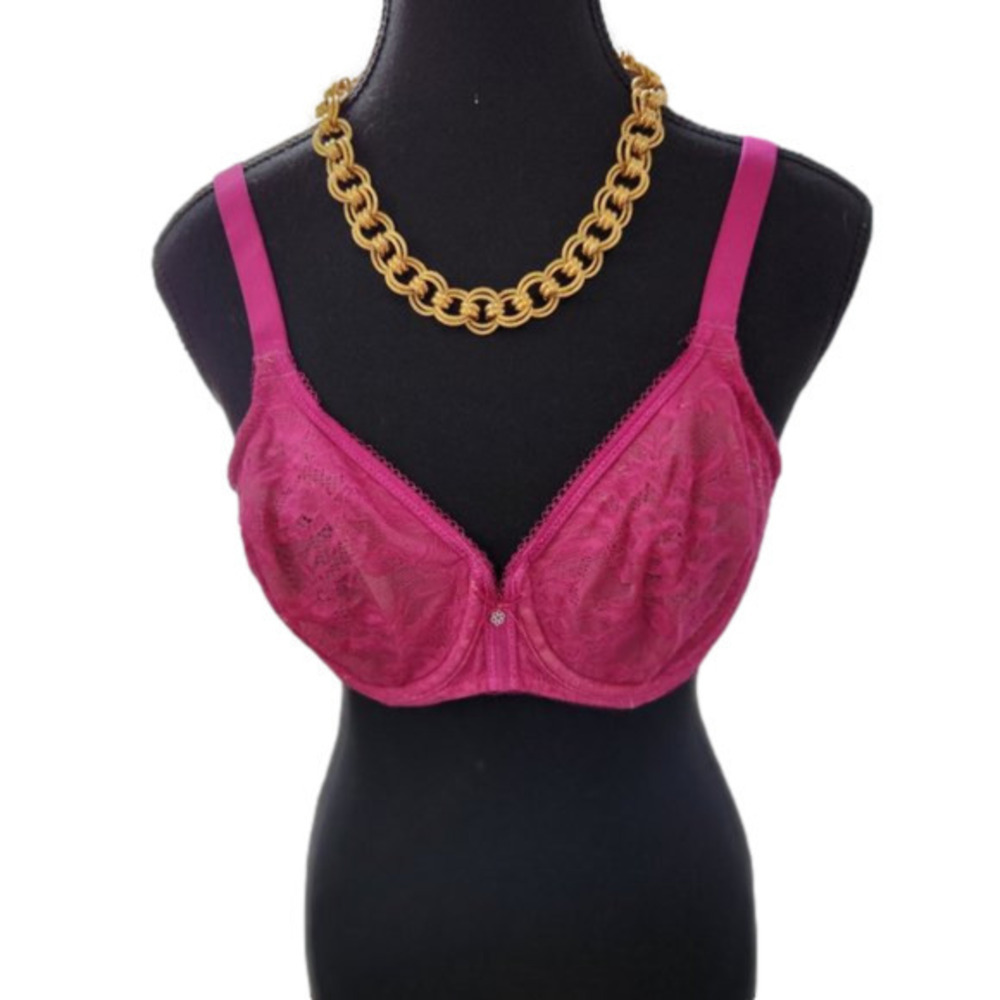 P206. Wacoal Fucshia Lace Underwire Bra |36C - Picture 1 of 2